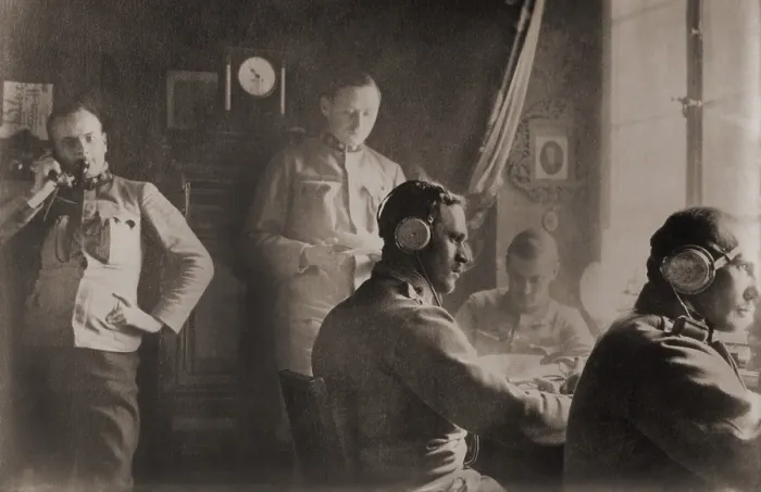 Framed Print : Austrian field telegraph station in Poland during World War I. Ca. 1915