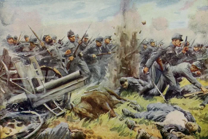 Framed Print : Austrian forces at the Battle of Lemburg against the Russians in 1914. The series of battles fought from Aug. 23, through Sept