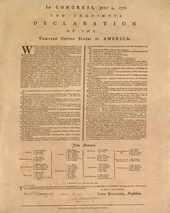 Framed Print : An authenticated copy of the Declaration of Independency, with the names of the members of Congress, distributed to each of the United States in January 1777 Framed Print : An authenticated copy of the Declaration of Independency, with the names of the members of Congress, distributed to each of the United States in January 1777