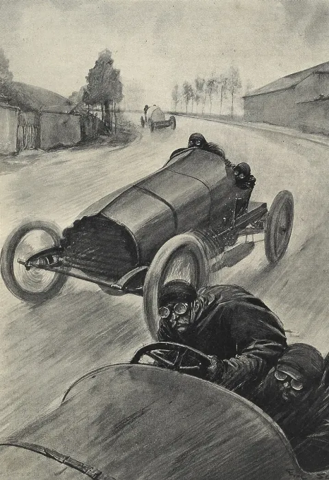 Framed Print : Auto racing (May 1904).Race for the Gordon Bennett International Trophy. Drawing. - Iberfoto / Everett Collection (239851)**US SALES ONLY**