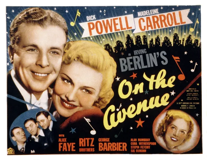 Framed Print : ON THE AVENUE, Dick Powell, Madeleine Carroll, Alice Faye, the Ritz Brothers (Al, Harry, Jimmy), 1937, TM and copyright 20th Century Fox Film Corp