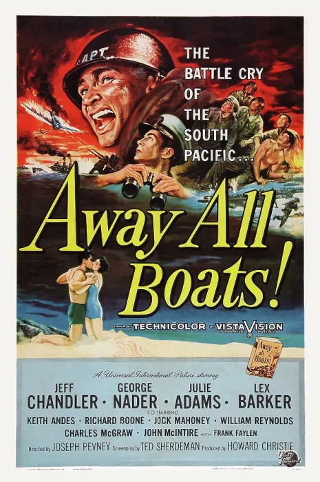 Framed Print : AWAY ALL BOATS, US poster art, from left: Jeff Chandler, George Nader, 1956 Framed Print : AWAY ALL BOATS, US poster art, from left: Jeff Chandler, George Nader, 1956