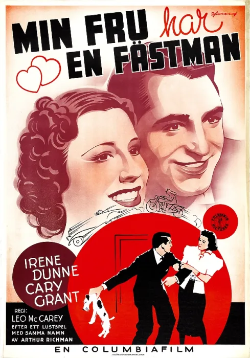 Framed Print : THe AWFUL TRUTH, (aka MIN FRU HAR EN FASTMAN), Swedish poster art, from left: Irene Dunne, Cary Grant, 1937