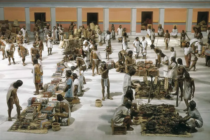 Framed Print : Aztec Empire. Tlateloclo market. Scale model. Sculpture. MEXICO. Mexico City. National Museum of Anthropology. AISA / Everett Collection**US SALES ONLY**