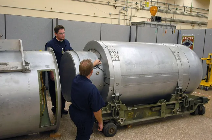 Framed Print : The B53 was a high-yield bunker buster thermonuclear weapon developed by the United States during the 1960s Cold War. Over 300 were produced, each with a with 9 megatons yield