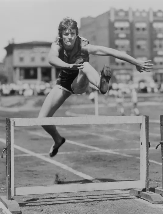 Framed Print : Babe Didrikson Zaharias clears hurdle at track meet in Jersey City, 1931. (BSLOC_2013_9_25)