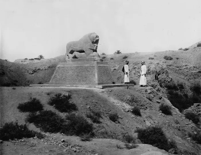 Framed Print : Babylon, Basalt lion, Iraq, circa 1932