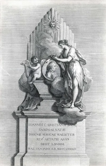Framed Print : BACH, Johann Christian (1735-1782). Allegorical engraving (1782). Etching. AISA / Everett Collection**US SALES ONLY**