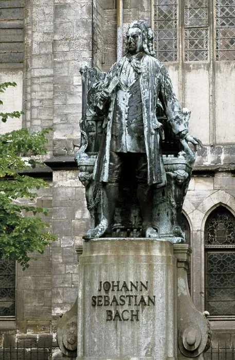 Framed Print : BACH, Johann Sebastian (1685-1750). Monument to Bach situated near the Church of St. Thomas of Leipzig. Sculpture on bronze. GERMANY. SAXONY. Leipzig