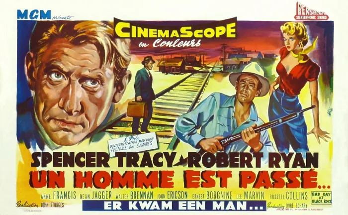 Framed Print : BAD DAY AT BLACK ROCK, (aka UN HOMME EST PASSE), from left: Spener Tracy, Robert Ryan, Anne Francis, 1955 Framed Print : BAD DAY AT BLACK ROCK, (aka UN HOMME EST PASSE), from left: Spener Tracy, Robert Ryan, Anne Francis, 1955