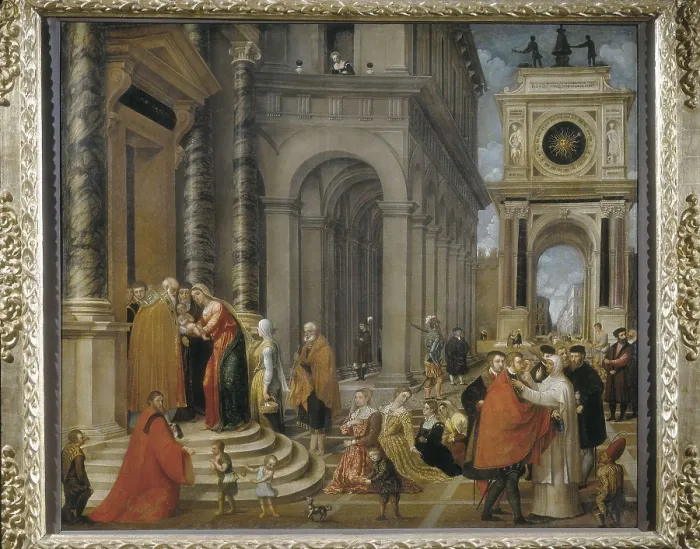 Framed Print : BADILE, Antonio (1518-1560). Presentation of Jesus in Temple. 1st half 16th c. Renaissance art. Cinquecento. Oil on canvas. ITALY. Turin. Galleria Sabauda (Sabauda Gallery)