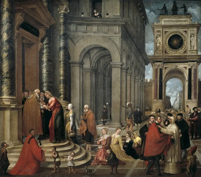 Framed Print : BADILE, Antonio (1518-1560). Presentation of Jesus in Temple. 1st half 16th c. Renaissance art. Cinquecento. Oil on canvas. ITALY. Turin. Galleria Sabauda (Sabauda Gallery)