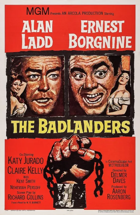 Framed Print : THE BADLANDERS, US poster, from left: Claire Kelly, Alan Ladd, Ernest Borgnine, Katy Jurado, 1958 Framed Print : THE BADLANDERS, US poster, from left: Claire Kelly, Alan Ladd, Ernest Borgnine, Katy Jurado, 1958
