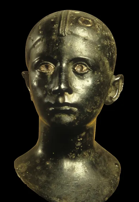 Framed Print : Baebia Bassilla, by Unknow Artist, 1st Century b.C. bronze - Italy, Emilia-Romagna, Parma, National Archeological Museum. Whole artwork view. Female portrait, with rich details