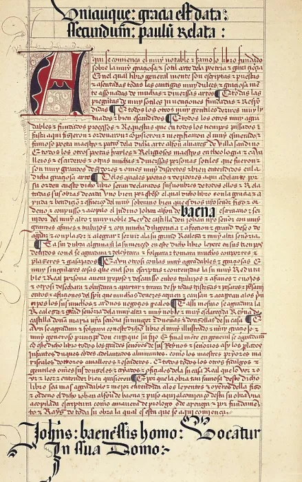 Framed Print : BAENA, Juan Alfonso de (1406-1454). Page of a facsimile from 'El Cancionero' (The Songbook of Baena), edited in 1841. SPAIN. Barcelona