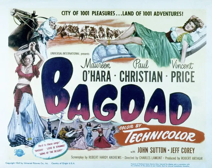Framed Print : BAGDAD, Maureen O'Hara, Paul Christian, (aka Paul Hubschmid), 1949