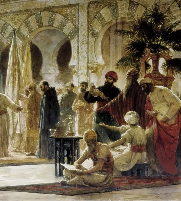 Framed Print : BAIXERAS i VERDAGUER, Dionis (1862-1943). Abd al-Rahman III Receiving the Ambassador. 1885. Reception of the caliph to an Ambassador of Emperor Otto I, the monk John of Gorze Framed Print : BAIXERAS i VERDAGUER, Dionis (1862-1943). Abd al-Rahman III Receiving the Ambassador. 1885. Reception of the caliph to an Ambassador of Emperor Otto I, the monk John of Gorze