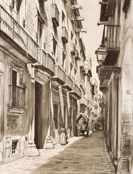 Framed Print : BAIXERAS i VERDAGUERDions (1862-1943). Montcada Street. Drawing. SPAIN. Barcelona. Barcelona City History Museum. AISA / Everett Collection (140079)**US SALES ONLY** Framed Print : BAIXERAS i VERDAGUERDions (1862-1943). Montcada Street. Drawing. SPAIN. Barcelona. Barcelona City History Museum. AISA / Everett Collection (140079)**US SALES ONLY**