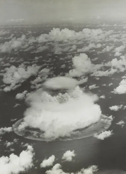 Framed Print : The BAKER test of Operation Crossroads, July 25, 1946. The fireball and water column emerge from the dome of condensation cloud less than two seconds after the detonation Framed Print : The BAKER test of Operation Crossroads, July 25, 1946. The fireball and water column emerge from the dome of condensation cloud less than two seconds after the detonation