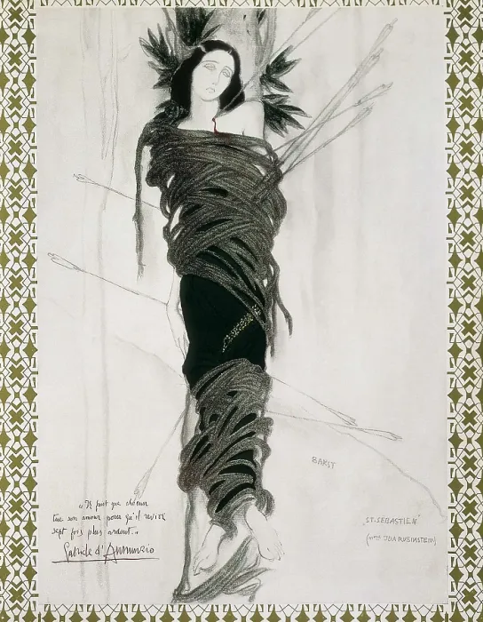 Framed Print : BAKST, Lon (1866-1924). St. 1911-. Leon Bakst's sketch for the stage set in the Thtre du Chtelet of the ballet 'The Martyrdom of St Framed Print : BAKST, Lon (1866-1924). St. 1911-. Leon Bakst's sketch for the stage set in the Thtre du Chtelet of the ballet 'The Martyrdom of St