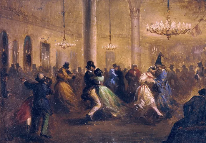 Framed Print : BALACA Y OREJAS-CANSECO, Ricardo (1844-1880). The Dance of Chaplains. c. 1860 - 1865. Oil on tinplate. Romanticism. Oil. SPAIN. Bilbao. Bilbao Fine Arts Museum. - P