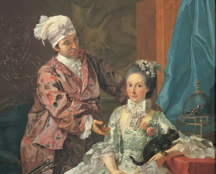Framed Print : Baldrighi Giuseppe, Self -Portrait with Wife, 1756 - 1757, 18th Century, oil on canvas, Italy, Emilia Romagna, Parma