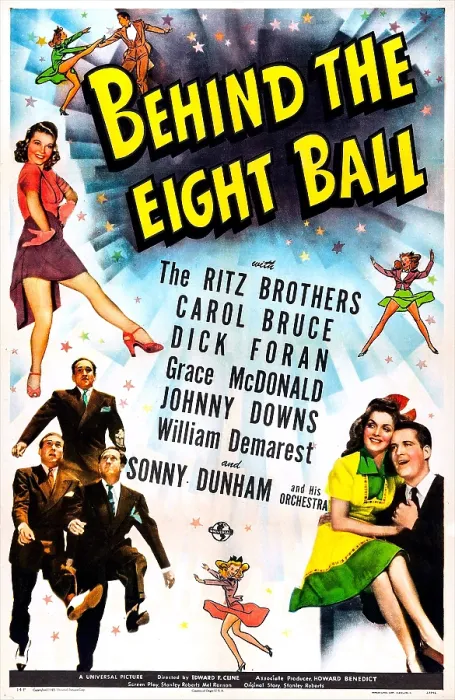 Framed Print : BEHIND THE EIGHT BALL, US poster, bottom right from left: Carol Bruce, Dick Foran, 1942