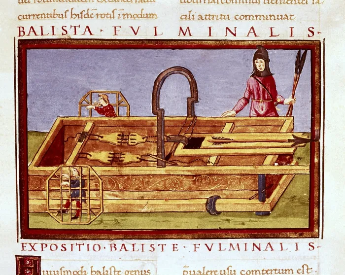 Framed Print : Ballista fulminalis. Siege machine used in the Roman Empire. Illustration in 'De rebus bellicis', treatise of war machinery of 4th-5th century