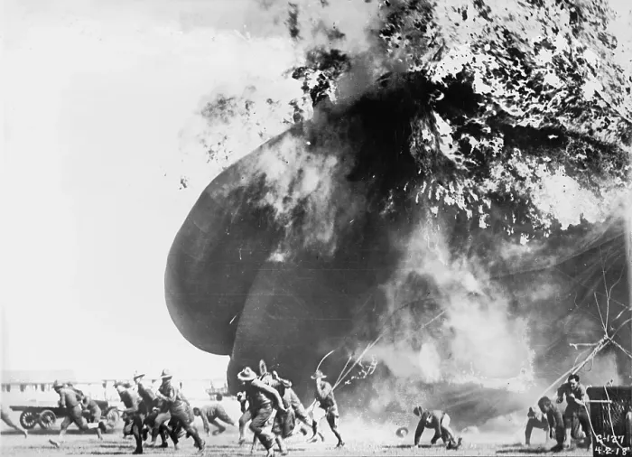Framed Print : Balloon accident, the explosion of an airship, Fort Sill, Oklahoma, circa 1918-1921 Framed Print : Balloon accident, the explosion of an airship, Fort Sill, Oklahoma, circa 1918-1921