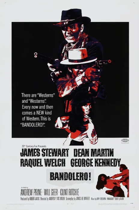 Framed Print : BANDOLERO!, US poster, top: James Stewart, Dean Martin, Raquel Welch, 1968 Framed Print : BANDOLERO!, US poster, top: James Stewart, Dean Martin, Raquel Welch, 1968