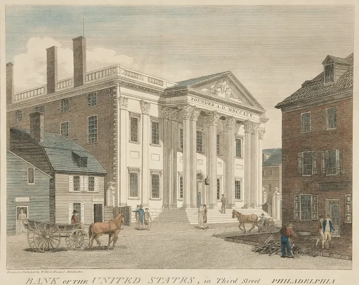 Framed Print : Bank of the United States, in Philadelphia, was chartered for a term of twenty years, by the US Congress in 1791 Framed Print : Bank of the United States, in Philadelphia, was chartered for a term of twenty years, by the US Congress in 1791