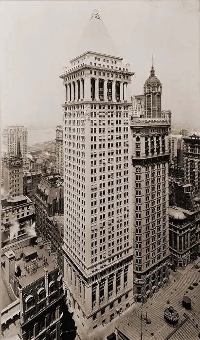 Framed Print : Bankers Trust & Hanover National Bank Building on Wall Street, New York, rose thirty-seven floors was built in 1912 in New York's financial district