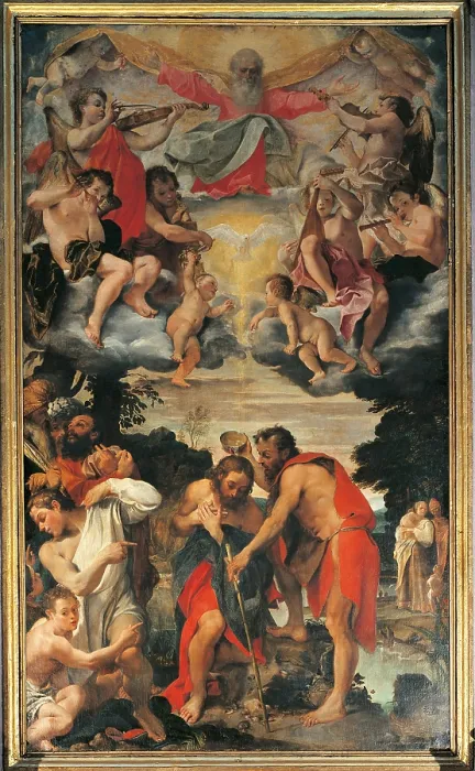 Framed Print : Baptism of Christ, by Annibale Carracci, 1585, 16th Century, oil on canvas, cm 383 x 225 - Italy, Emilia Romagna, Bologna, San Gregorio Church. All Framed Print : Baptism of Christ, by Annibale Carracci, 1585, 16th Century, oil on canvas, cm 383 x 225 - Italy, Emilia Romagna, Bologna, San Gregorio Church. All