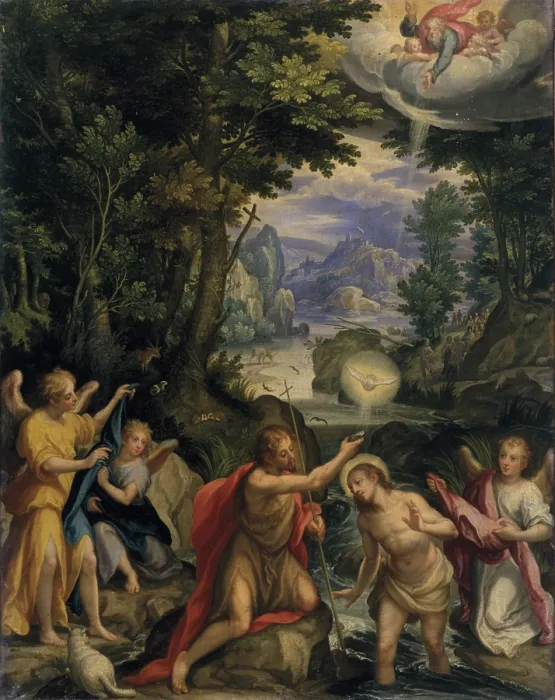 Framed Print : Baptism of Christ (Battesimo di Cristo), by Jan Soens also known as the Flamish, 1580 - 1599, 16th Century, oil on canvas - Italy, Campania, Naples, Capodimonte Reggia Framed Print : Baptism of Christ (Battesimo di Cristo), by Jan Soens also known as the Flamish, 1580 - 1599, 16th Century, oil on canvas - Italy, Campania, Naples, Capodimonte Reggia