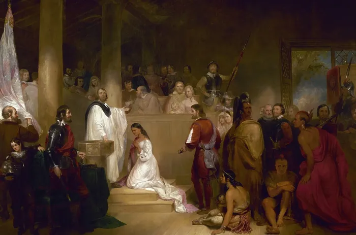 Framed Print : BAPTISM OF POCAHONTAS, by John Gadsby Chapman, 1839, displayed in the U.S. Capitol Rotunda Framed Print : BAPTISM OF POCAHONTAS, by John Gadsby Chapman, 1839, displayed in the U.S. Capitol Rotunda