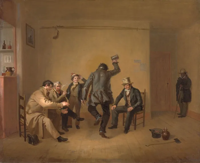 Framed Print : Bar-room Scene, 1835, by William Sidney Mount. A partying group of well dressed men make sport of the drunken dance of a man wearing tattered clothes in a Long Island Tavern Framed Print : Bar-room Scene, 1835, by William Sidney Mount. A partying group of well dressed men make sport of the drunken dance of a man wearing tattered clothes in a Long Island Tavern