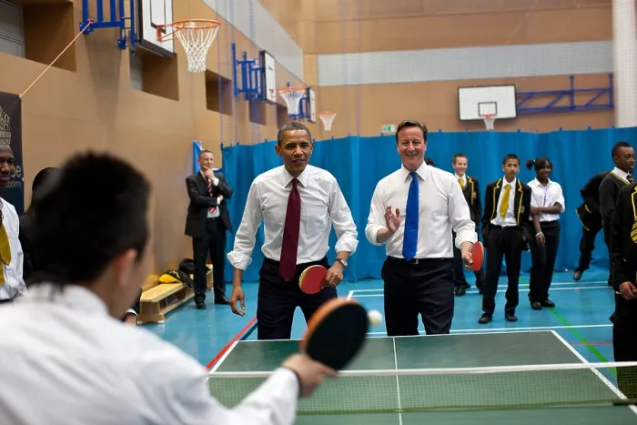 Framed Print : Barack Obama and BP Minister David Cameron play table tennis with Globe Academy students in London. May 24, 2011 (BSLOC_2015_3_211) Framed Print : Barack Obama and BP Minister David Cameron play table tennis with Globe Academy students in London. May 24, 2011 (BSLOC_2015_3_211)