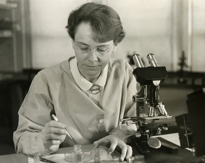 Framed Print : Barbara McClintock, in her laboratory at Cold Spring Harbor, New York, in 1947. The geneticist won the 1983 Nobel Prize for Medicine and Physiology. - (BSLOC_2015_1_62)