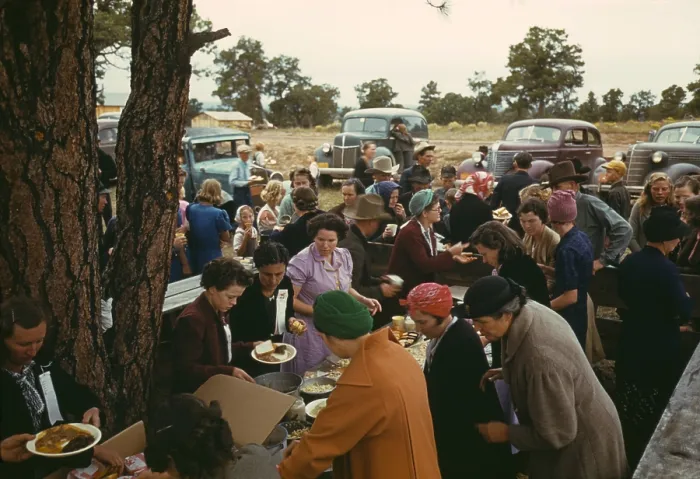 Framed Print : Barbeque at the Pie Town Fair. Most Pie Town families were Dust Bowl refugee homesteaders built a new community. Oct. 1940