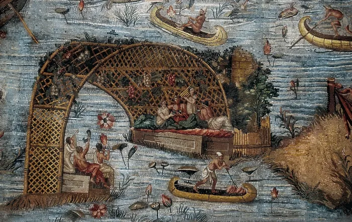 Framed Print : Barberini Mosaic or Nile Mosaic. 1st-2nd c. Lower detail. Roman art. Early Empire. Mosaic. ITALY. Palestrina. Palestrina National Museum of Archaeology