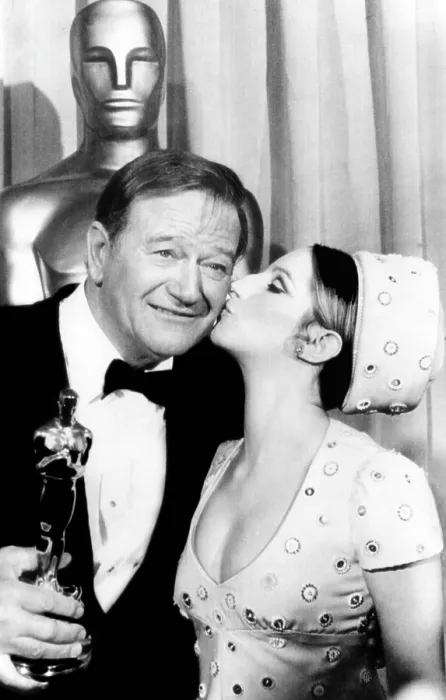 Framed Print : Barbra Streisand (right), John Wayne (left)