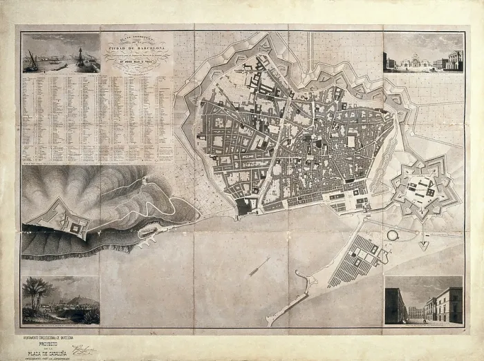 Framed Print : Barcelona (19th c.). Geometrical map, by Jose Mas y Vila. SPAIN. Barcelona. Historical Archive of Barcelona. - Iberfoto / Everett Collection (178269)**US SALES ONLY** Framed Print : Barcelona (19th c.). Geometrical map, by Jose Mas y Vila. SPAIN. Barcelona. Historical Archive of Barcelona. - Iberfoto / Everett Collection (178269)**US SALES ONLY**