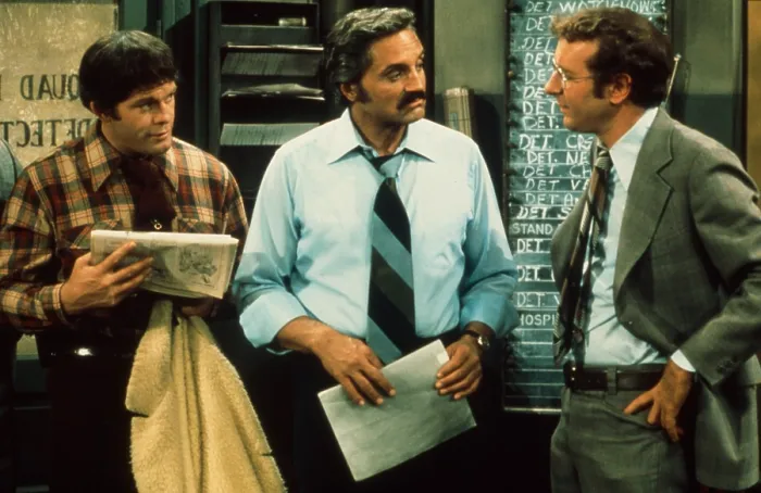 Framed Print : BARNEY MILLER, from left: Max Gail, Hal Linden, Steve Landesberg, 1975-82
