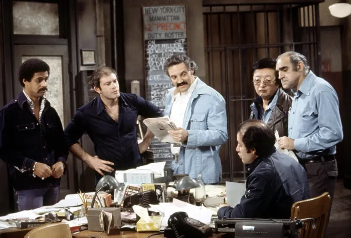 Framed Print : BARNEY MILLER, from left, Ron Glass, Max Gail, Hal Linden, Gregory Sierra, Jack Soo, Abe Vigoda, Escape Artist, aired April 10, 1975 Framed Print : BARNEY MILLER, from left, Ron Glass, Max Gail, Hal Linden, Gregory Sierra, Jack Soo, Abe Vigoda, Escape Artist, aired April 10, 1975