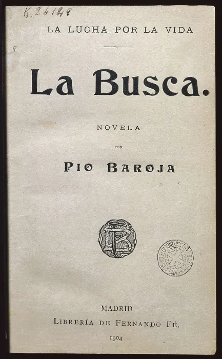 Framed Print : BAROJA NESSI, Po (1872-1956). Cover from the novel 'The Quest' of Po Baroja. Edition published in Madrid in 1904. SPAIN. Barcelona