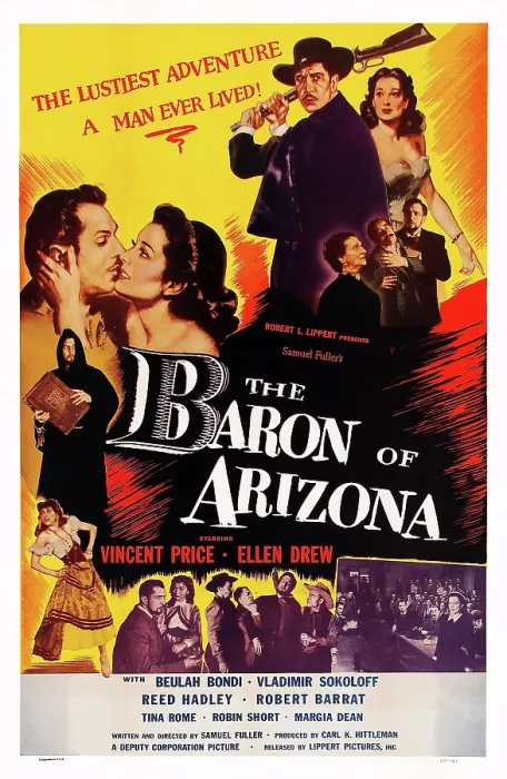 Framed Print : THE BARON OF ARIZONA, US poster art, top right: Vincent Price, Ellen Drew; below Vincent Price: Beulah Bondi; bottom left: Tina Rome (aka Tina Pine), 1950 Framed Print : THE BARON OF ARIZONA, US poster art, top right: Vincent Price, Ellen Drew; below Vincent Price: Beulah Bondi; bottom left: Tina Rome (aka Tina Pine), 1950