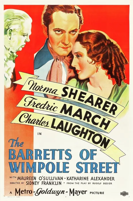 Framed Print : THE BARRETTS OF WIMPOLE STREET, Charles Laughton, Fredric March, Norma Shearer, 1934 Poster art
