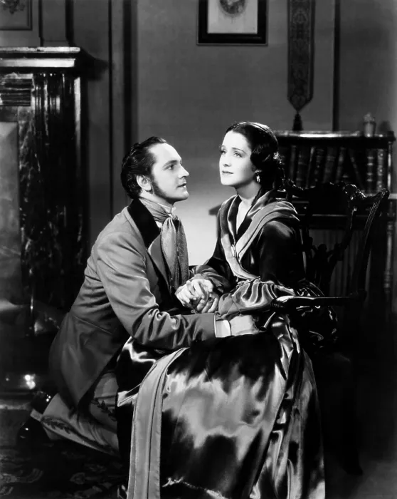 Framed Print : THE BARRETTS OF WIMPOLE STREET, from left, Fredric March, Norma Shearer, 1934