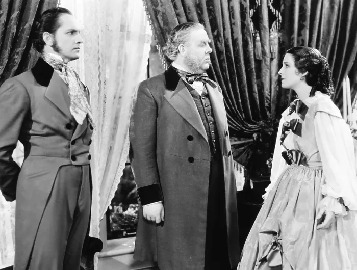 Framed Print : THE BARRETTS OF WIMPOLE STREET, from left: Fredric March as Robert Browning, Charles Laughton, Norma Shearer as Elizabeth Barrett, 1934 Framed Print : THE BARRETTS OF WIMPOLE STREET, from left: Fredric March as Robert Browning, Charles Laughton, Norma Shearer as Elizabeth Barrett, 1934