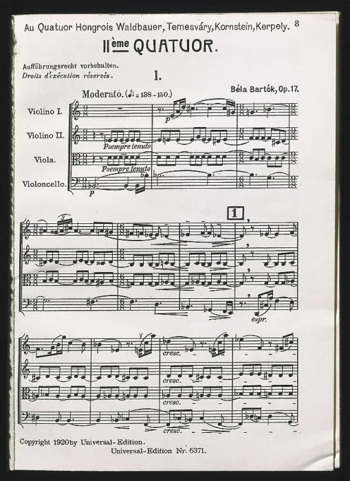 Framed Print : BARTOK, Bela (1881-1945). String Quartet number 2, op. 17. First movement score. AISA / Everett Collection**US SALES ONLY**